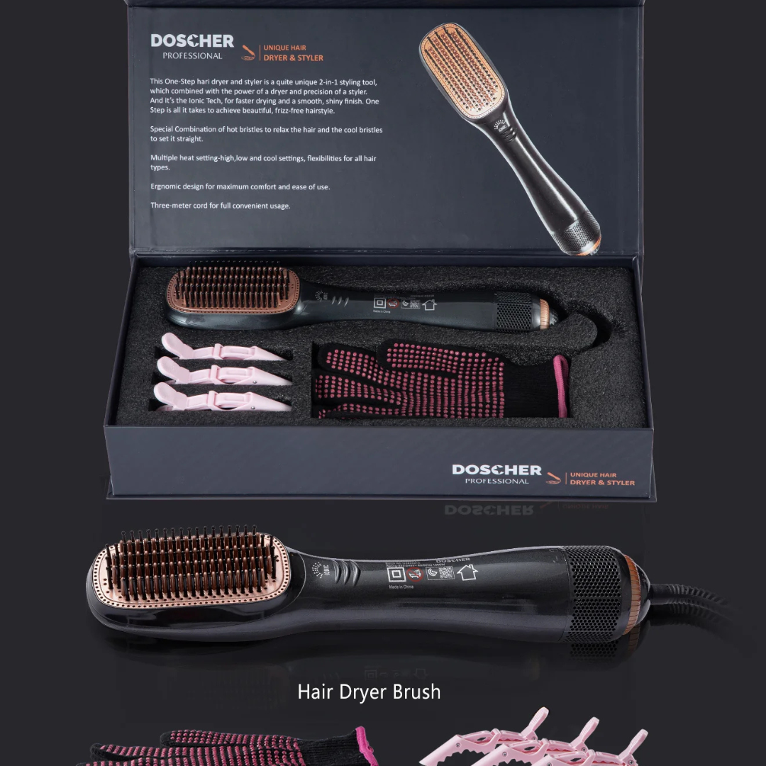 JOY Professional 2-in-1 Hair Styling Brush Dryer & Straightener