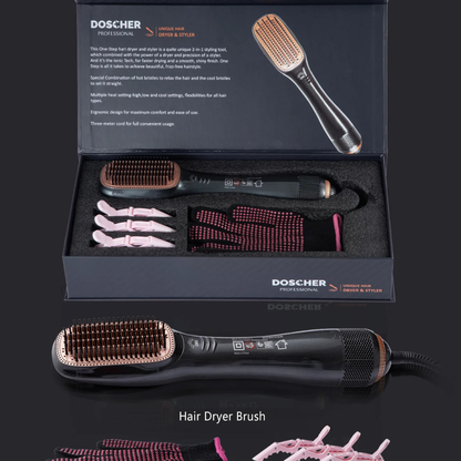 JOY Professional 2-in-1 Hair Styling Brush Dryer & Straightener