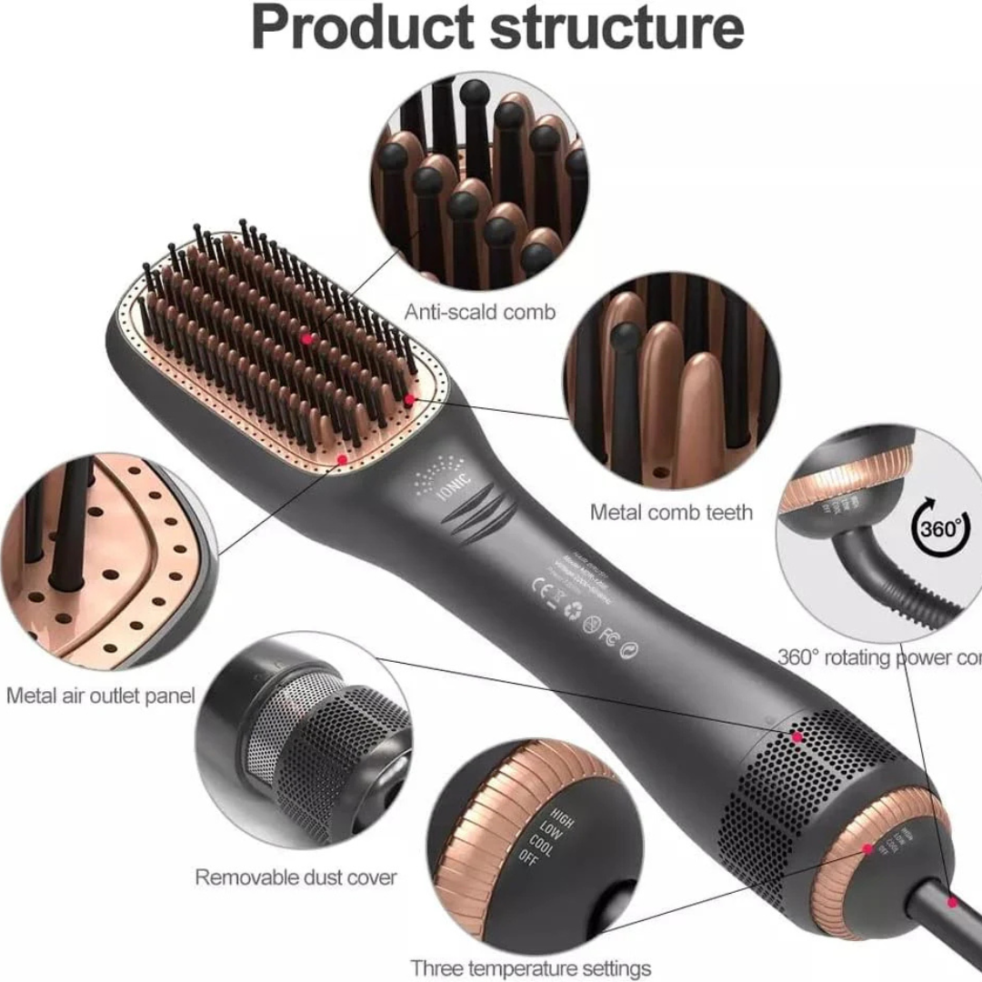 JOY Professional 2-in-1 Hair Styling Brush Dryer & Straightener