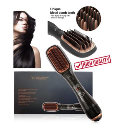 JOY Professional 2-in-1 Hair Styling Brush Dryer & Straightener